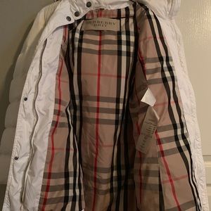 Burberry BRIT Puffer Coat in White, Sz L